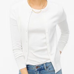 J Crew 100% Cotton White Solid Fitted Cardigan Sweater Y2K Preppy Womens Size XS